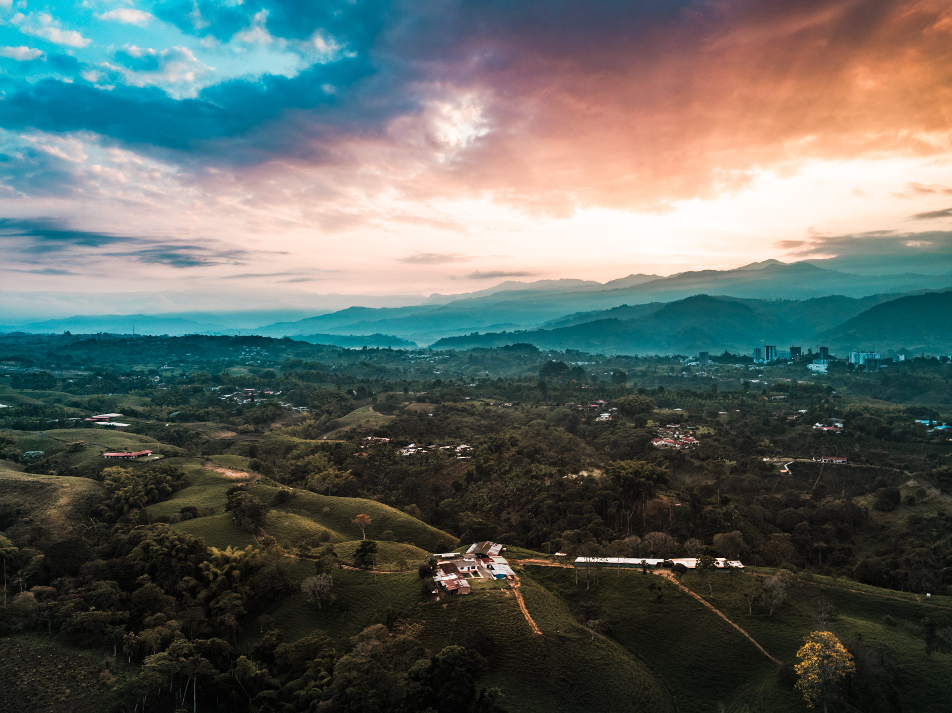 Aerial drone photo of a landscape in Colombia, part of Wes Shinn's Colombia gallery